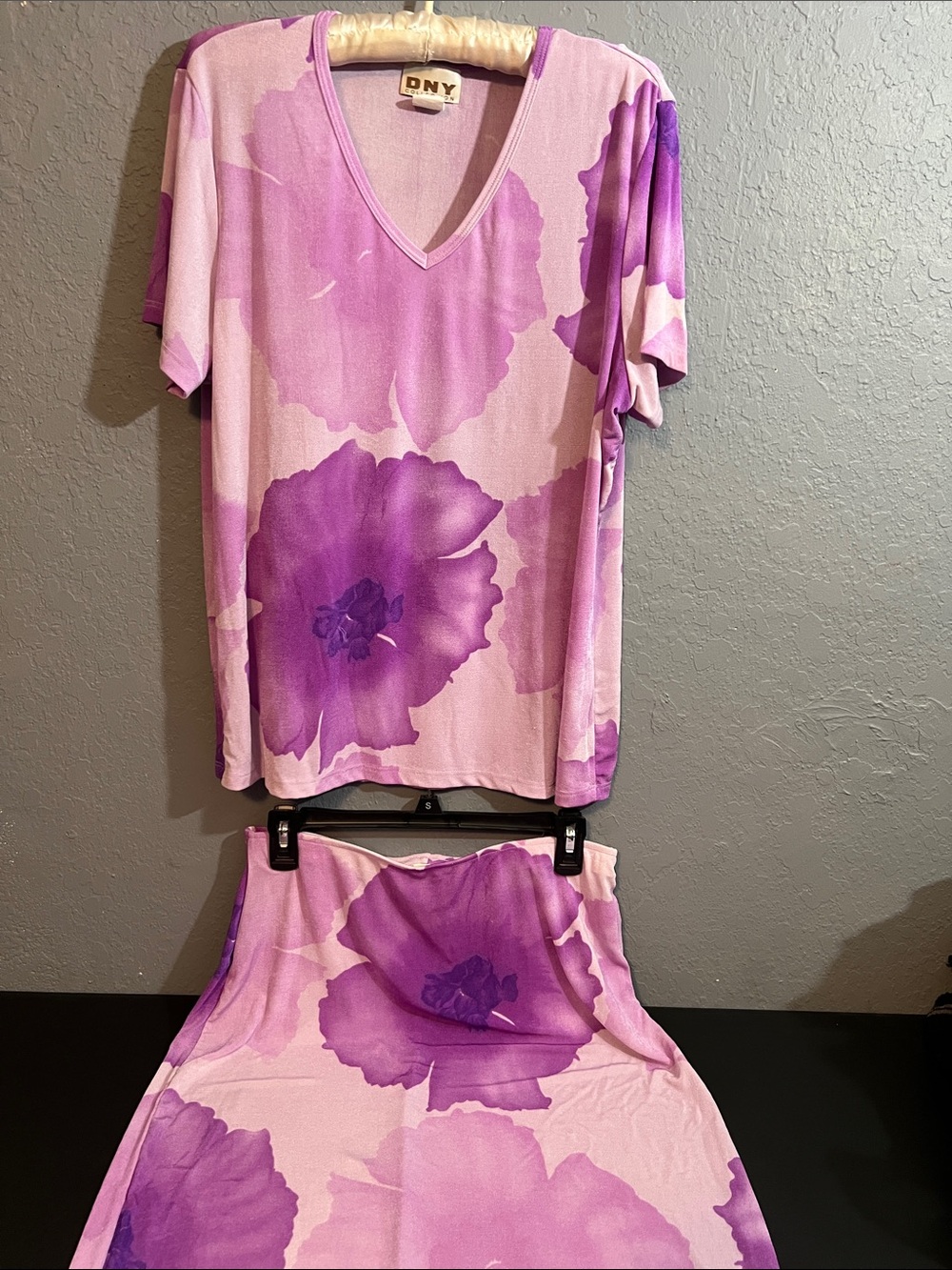 DNY Pink and Purple Floral Maxi Dress Set